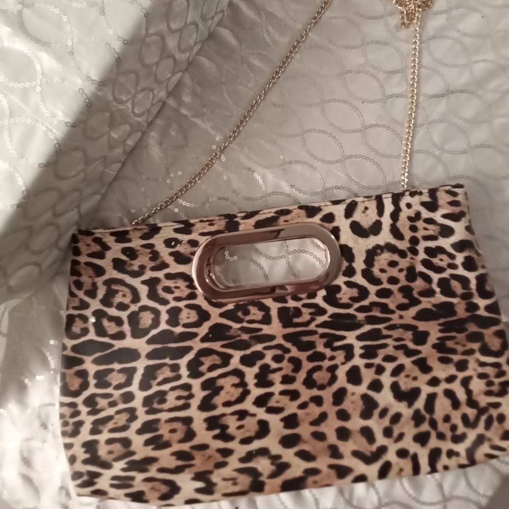 Leopard print clutch
